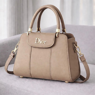 Women's Beige Leather Shoulder Bag 9x12"
